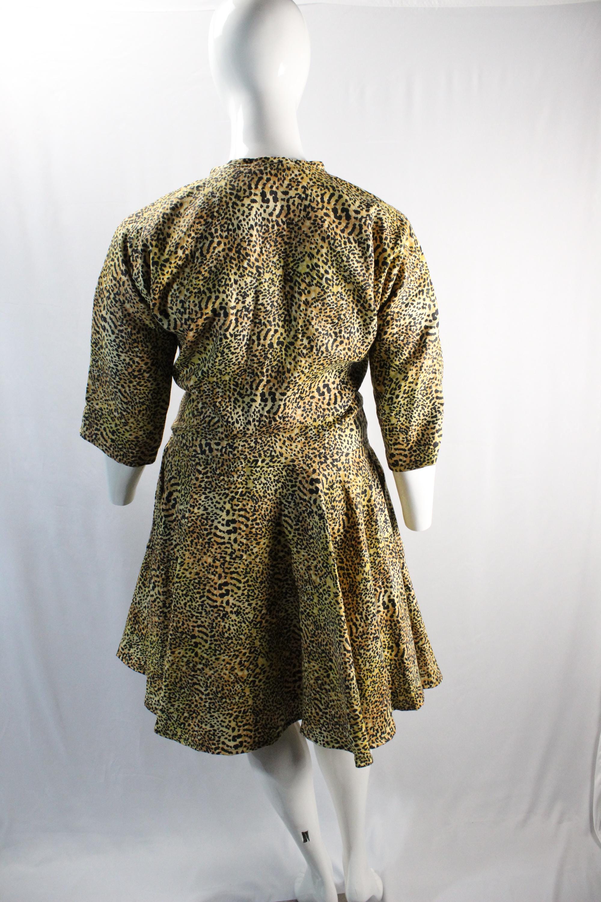 animal print fit and flare dress Morttic Women's Elegant V-Neck Leopard Print Dress