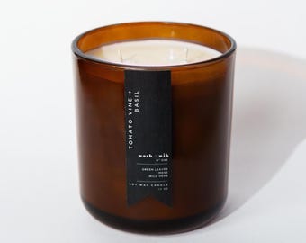 Tomato Vine + Basil - Amber Double Wick Soy Wax Candle