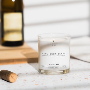 Sauvignon Blanc Scented Soy Wax Candle  |  Wine Candle  |  Scented Candle  |  Soy Candle  |  Wash and Wik  |  Scent No. 023