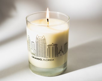 The City Beautiful Soy Wax Candle in Reusable Rocks Glass | Orlando Soy Candle | Florida Gift | Orange Blossom | Blood Orange | Wash and Wik