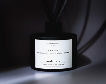 Santal Reed Diffuser Scent No. 043 | Matte Black Bottle With Reeds  |  Diffuser Oil Set  |  Home Fragrance