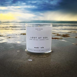 Lost At Sea Soy Wax Candle  |  Beach House Soy Wax Candle  |  Oakmoss  |  Ocean  |  Sea Salt  |  Wash and Wik  |  Scent No. 010