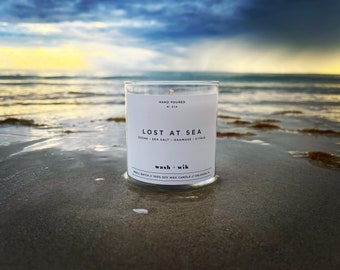 Lost At Sea Soy Wax Candle  |  Beach House Soy Wax Candle  |  Oakmoss  |  Ocean  |  Sea Salt  |  Wash and Wik  |  Scent No. 010