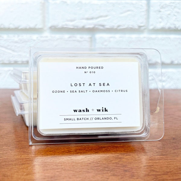 Lost At Sea Soy Wax Melts  |  Beach House  |  Oakmoss  |  Ocean  | Wax Tarts  |  Wash and Wik  |  Wax Warmer  |  Wax Cubes  |  Scent No. 010