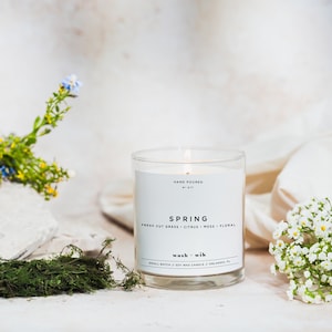 Spring Soy Wax Candle  |  Fresh Cut Grass Scented  |  Moss  |  Soy Candle  |  Wash and Wik  |  Scent No. 017