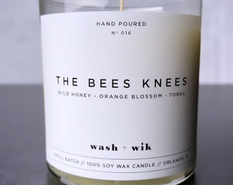 The Bees Knees Soy Wax Candle  |  Honey Scented Candle  |  Orange Blossom Scented Candle  |  Soy Candle  |  Wash and Wik  |  Scent No. 016