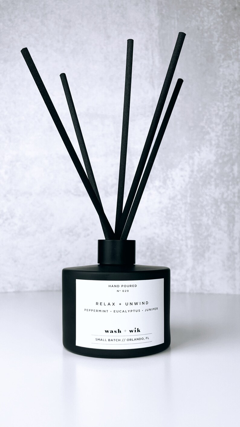 Relax Reed Diffuser Relax and Unwind | Reed Diffuser | Matte Black Bottle With Reeds ...