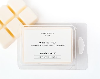 White Tea Sojawachs Melts | Jasmin |  Hotelduft |  Wachs-Törtchen |  Waschen und Wik |  Stövchen |  Wachswürfel |  Duft Nr. 013