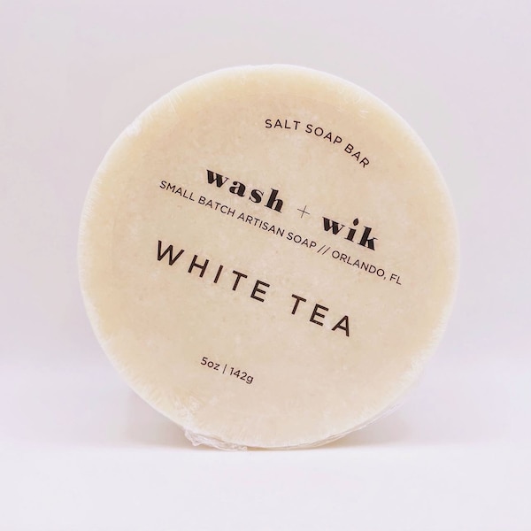 White Tea Salt Soap Bar 5 oz  |  Wash and Wik  |  Artisan Soap Bar  |  Hand Crafted Soap