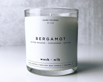 Bergamot Soy Wax Candle  |  Bitter Orange  |  Coriander  |  Soy Candle  |  Wash and Wik  |  Scent No. 018