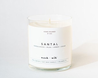 Santal Sojawachskerze Duft-Nr. 043 |  Sojawachs Kerze |  Sandelholz |  Moschus |  Bernstein |  Zeder |  Soja Kerze |  Waschen und Wik