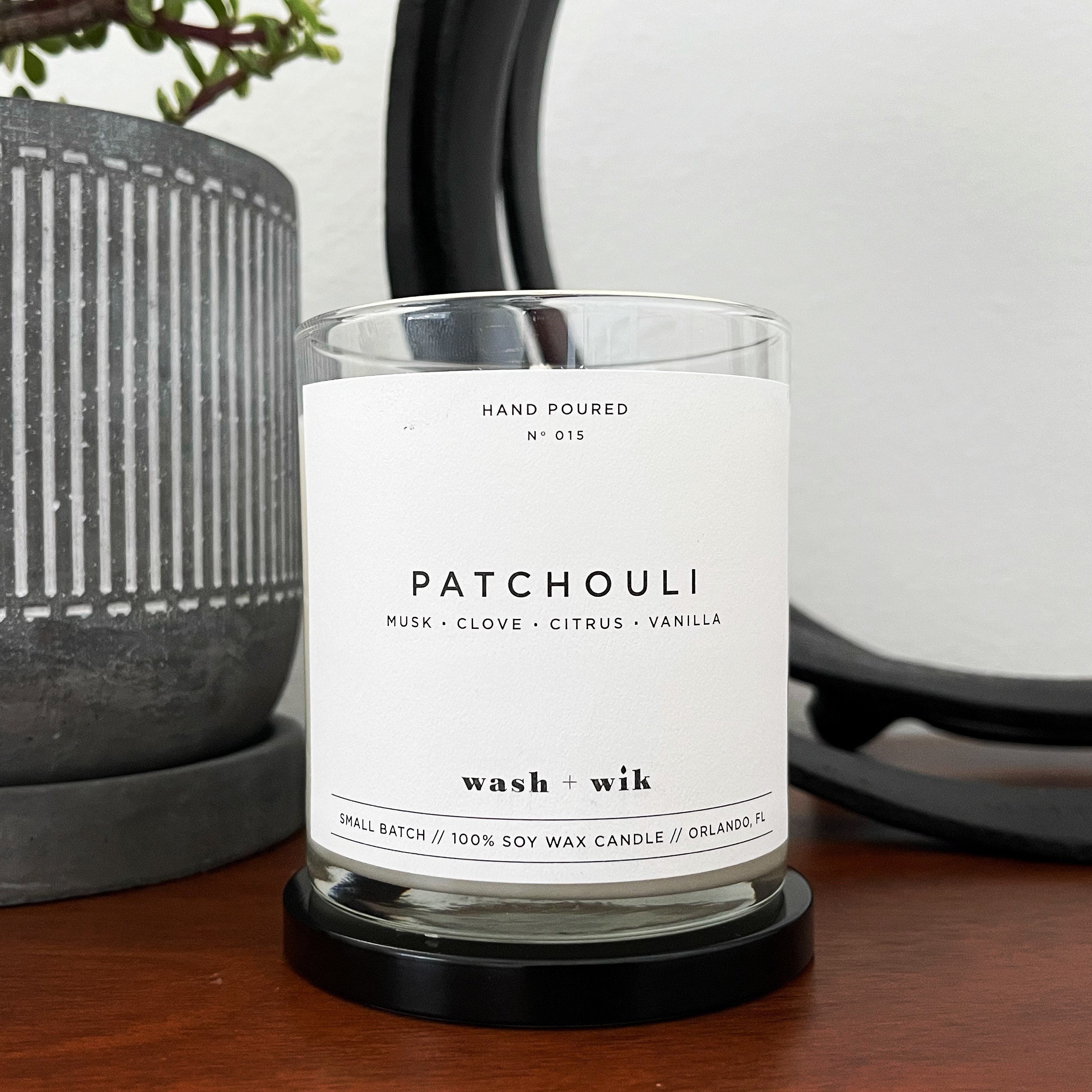 Patchouli Soy Wax Candle Earthy Scented Candle Amber Musk