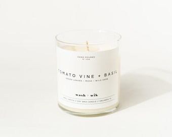 Tomato Vine + Basil Soy Wax Candle  |  Green Leaves  |  Moss  |  Wild Herb |  Soy Candle  |  Wash and Wik  |  Scent No. 046