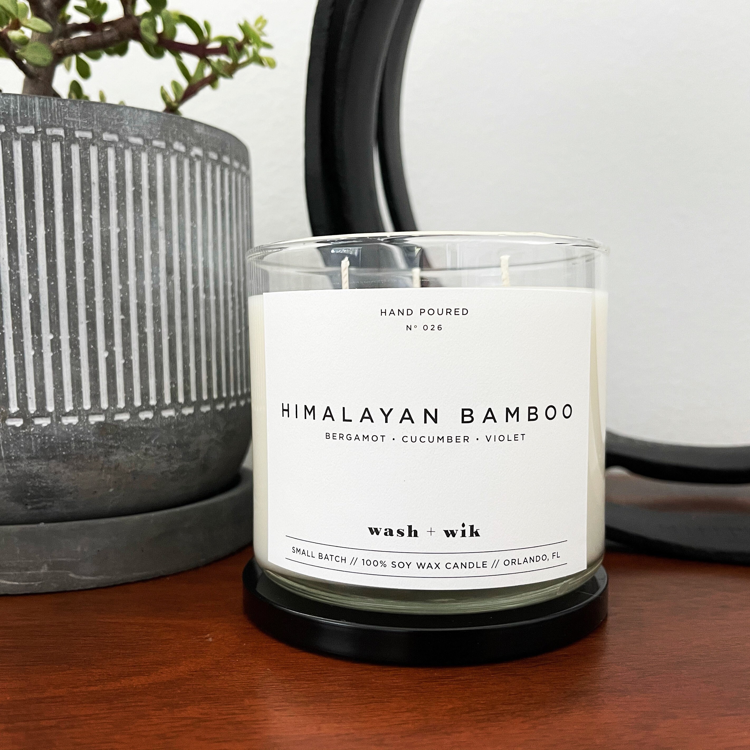 Himalayan Bamboo Soy Wax Candle Bergamot Cucumber Scented Candle