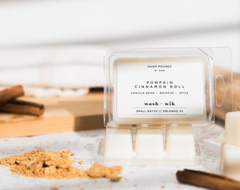 Pumpkin Cinnamon Roll Soy Wax Melts  | Vanilla Bean  |  Brioche  |  Spice |  Wash and Wik  |  Wax Warmer  |  Wax Tarts  |  Scent No. 039