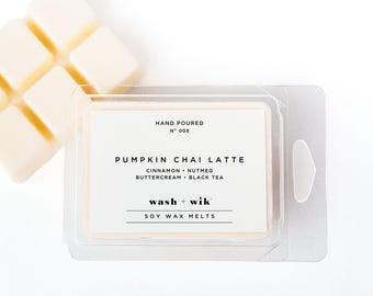 Pumpkin Chai Latte Soy Wax Melts  |  Cinnamon  |  Wax Tarts  |  Wash and Wik  |  Fall  |  Autumn  | Wax Warmer | Wax Cubes | Scent No. 005