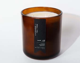 Lavender + Tea Tree - Amber Double Wick Soy Wax Candle