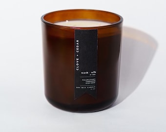 Clove + Cedar - Amber Double Wick Soy Wax Candle