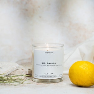 No Squito Citronella Soy Wax Candle  |  Outdoor Candle  |  Lemon Grass  |  Scented Candle  |  Soy Candle  |  Wash and Wik  |  Scent No. 014