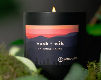 National Parks Soy Wax Candle  | Oakmoss  |  Musk  |  Cypress  |  Wash and Wik  |  One Tree Planted