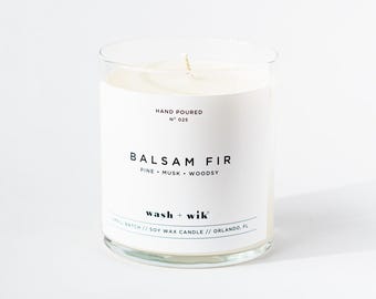 Balsam Fir Soy Wax Candle  |  Christmas Tree Candle  |  Christmas Candle  |  Soy Candle  |  Wash and Wik  |  Scent No. 025