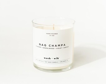 Nag Champa Soy Wax Candle - Powder | Sandalwood | Violet | Earthy | Wash and Wik