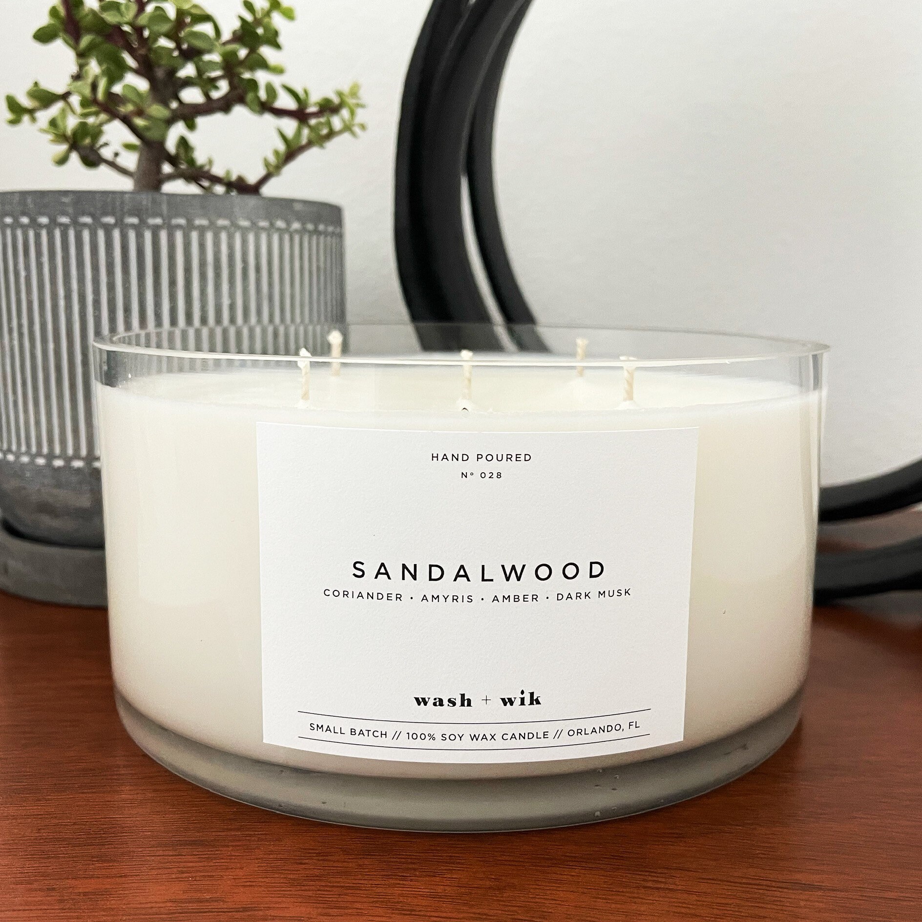Sandalwood Soy Wax Candle Coriander Amyris Dark Musk Scented