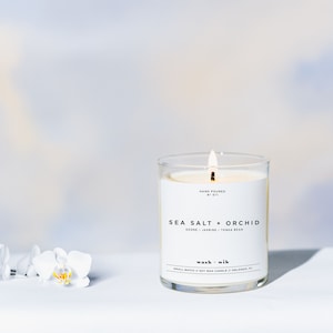 Sea Salt and Orchid Soy Wax Candle  |  Sea Salt  |  Jasmine  |  Scented Candle  |  Soy Candle  |  Wash and Wik  |  Scent No. 011
