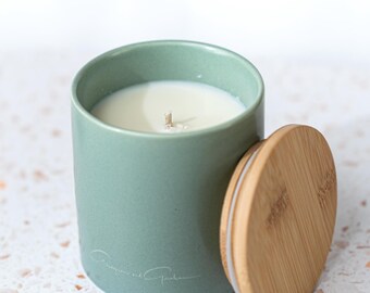 Relax and Unwind Soy Wax Candle  |  Peppermint  | Eucalyptus  | Juniper  |  Ceramic Tumbler  |  Grayson and Graham by Wash and Wik