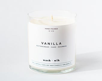 Vanilla Soy Wax Candle  |  Vanilla Candle  |  Buttercream  |  Vanilla Bean  |  Scented Candle  |  Tumbler  |  Wash and Wik  |  Scent No. 019