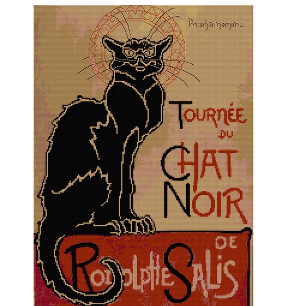 Le Chat Noir Cross Stitch Pattern PDF File