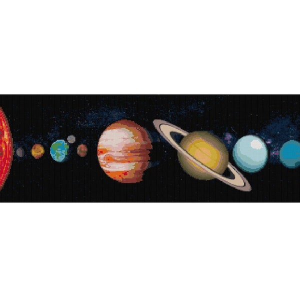 Solar System Cross Stitch Pattern PDF File