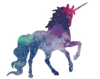 Galaxy Unicorn Silhouette Cross Stitch Pattern - PDF File