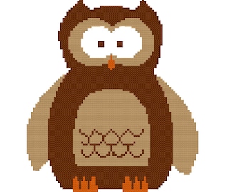 Round Owl Cross Stitch Pattern PDF File