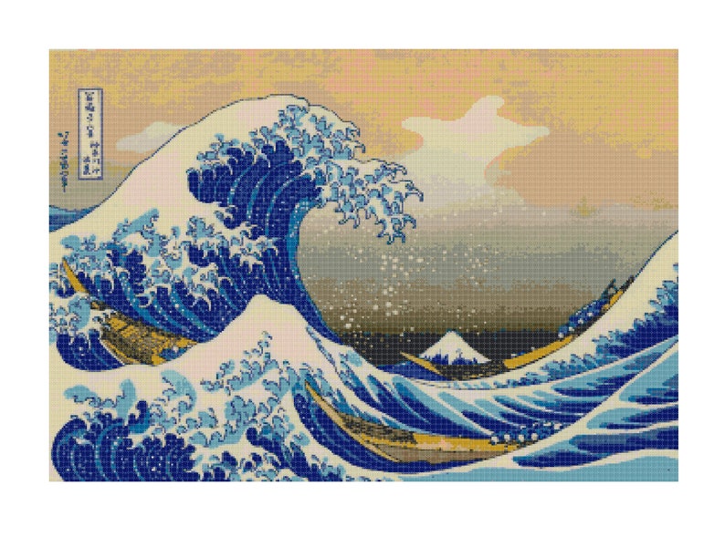 The Great Wave off Kanagawa Cross Stitch Pattern PDF image 1