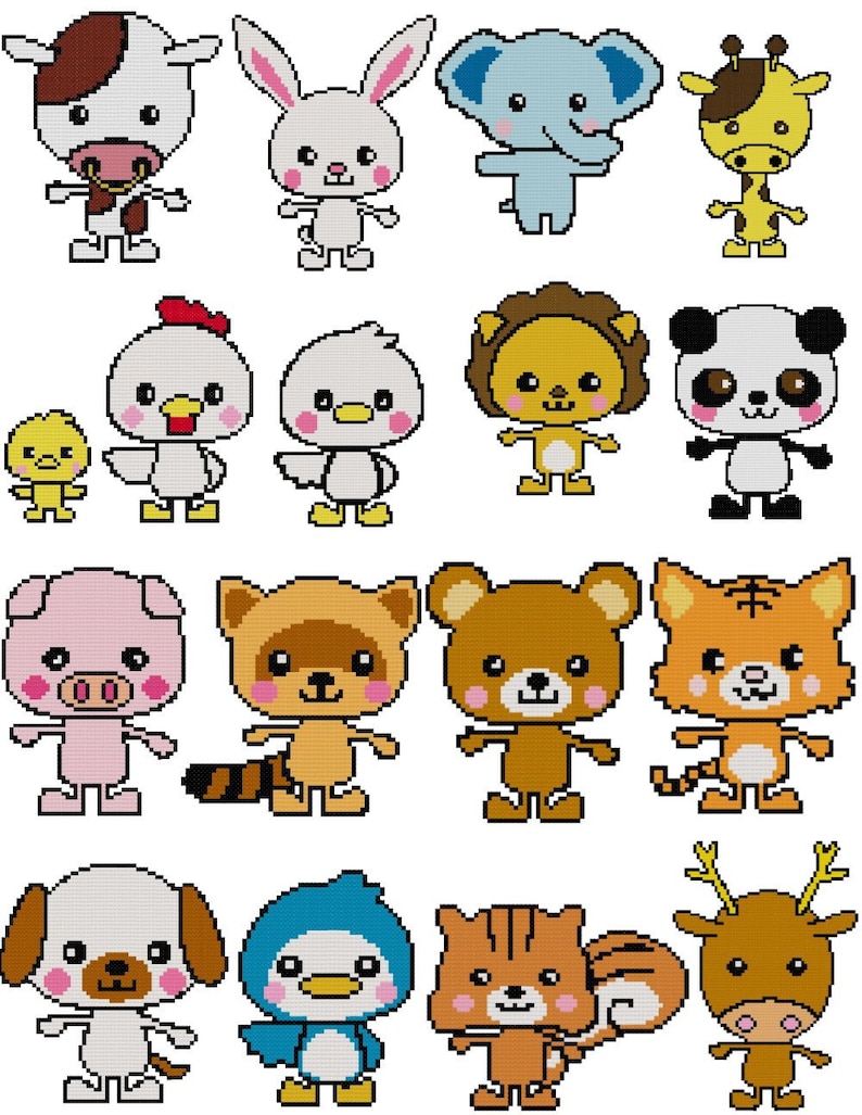 Kawaii Critters Collection Cross Stitch PDF Pattern