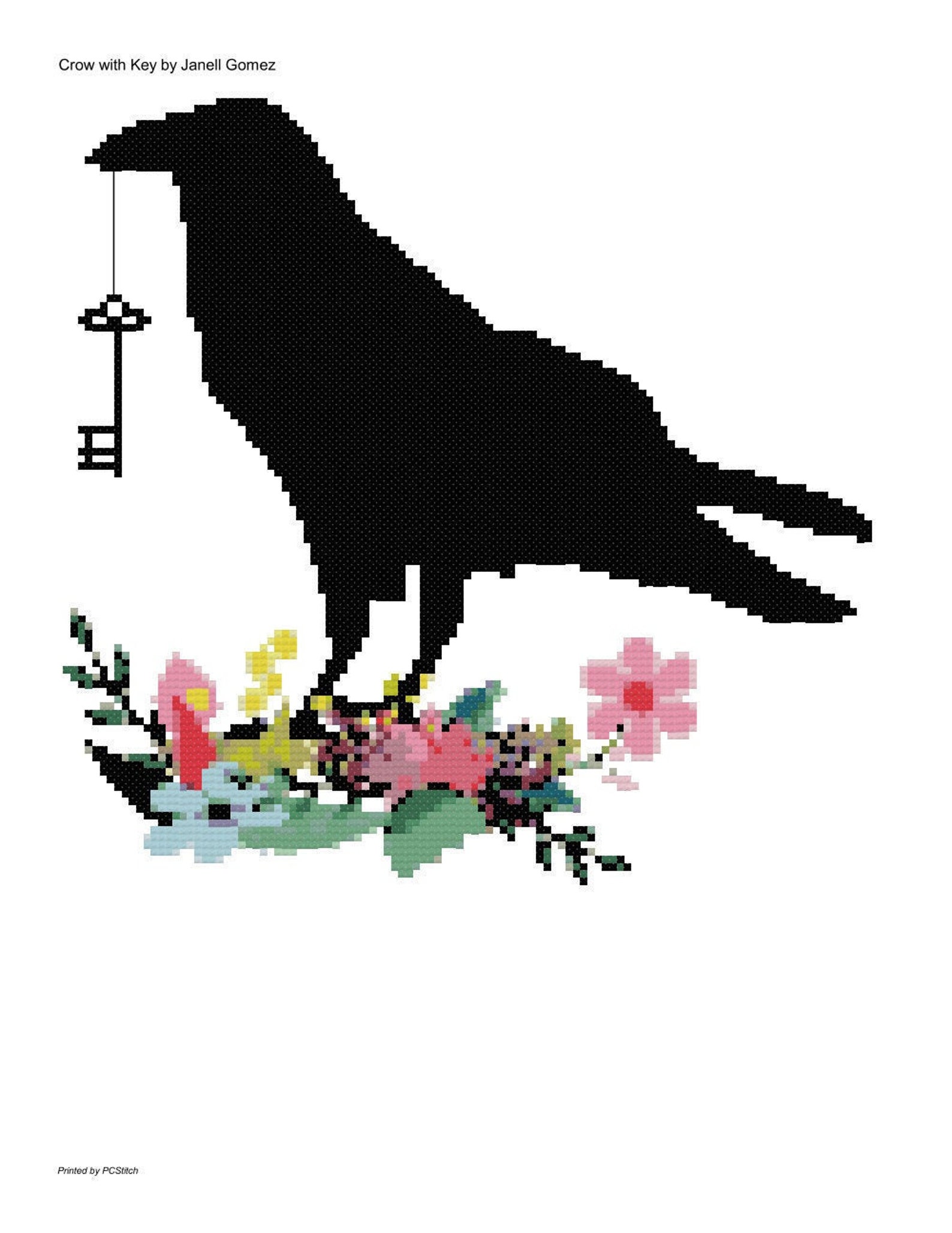 PDF Crow With a Key Cross Stitch Pattern Etsy