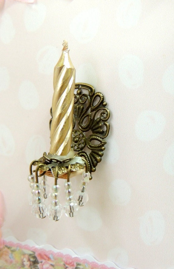 1//12 escala miniatura oro Candelabros 5 Velas Blanco Casa De Muñecas Cocina de Juguete n Hy