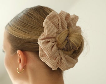 Scrunchie a quadretti XXL Seersucker beige