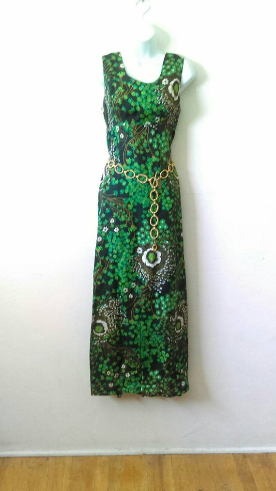 green and gold maxi dress