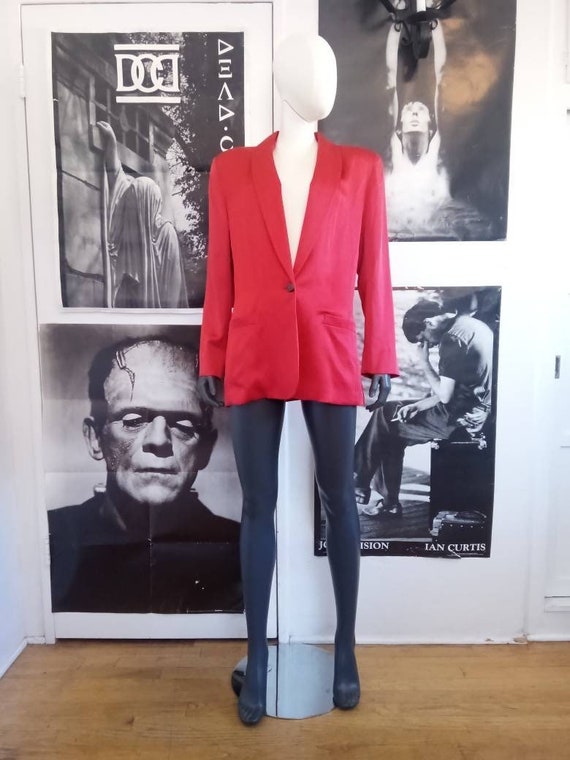 Vintage Red Satin Blazer by Liz Claiborne Collect… - image 1