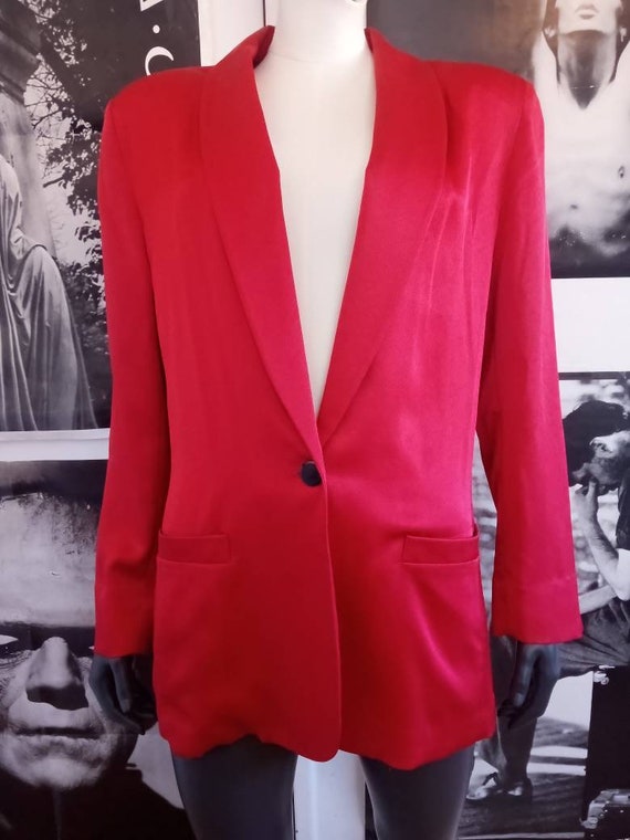 Vintage Red Satin Blazer by Liz Claiborne Collect… - image 2