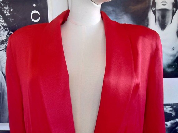 Vintage Red Satin Blazer by Liz Claiborne Collect… - image 5