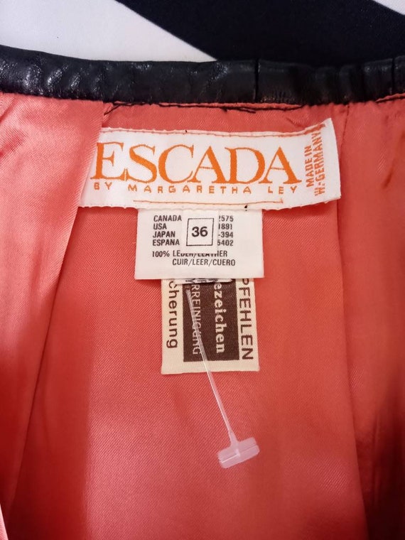 Rare Vintage Escada Leather Pencil Skirt - Size 2… - image 2