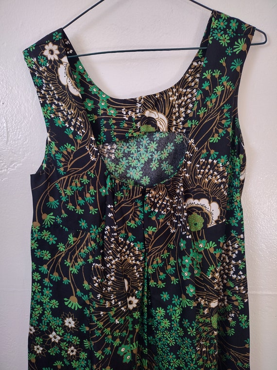 Size XS-S | 60's Black & Green Floral Hawaiian Ma… - image 9