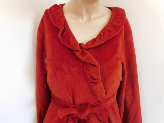 Size L | 70's Plaza 9 Rust Colored Velour Robe | … - image 3