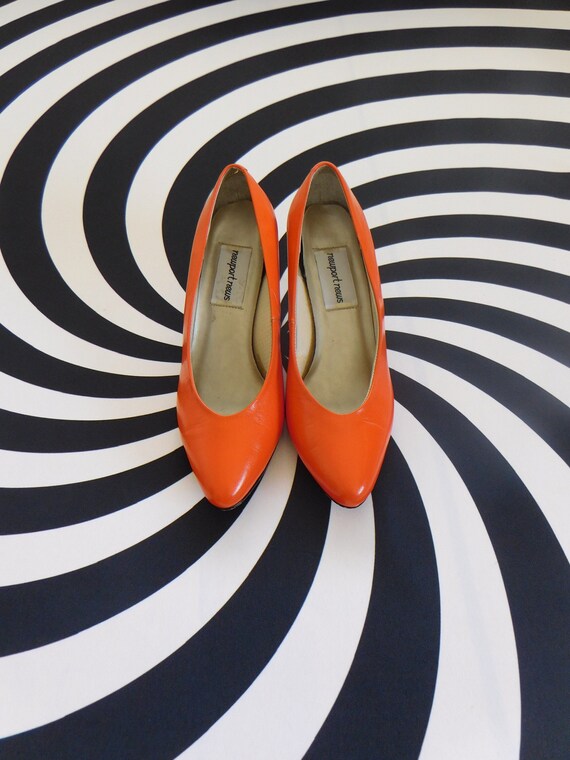 Vintage Orange Leather High Heels Size 