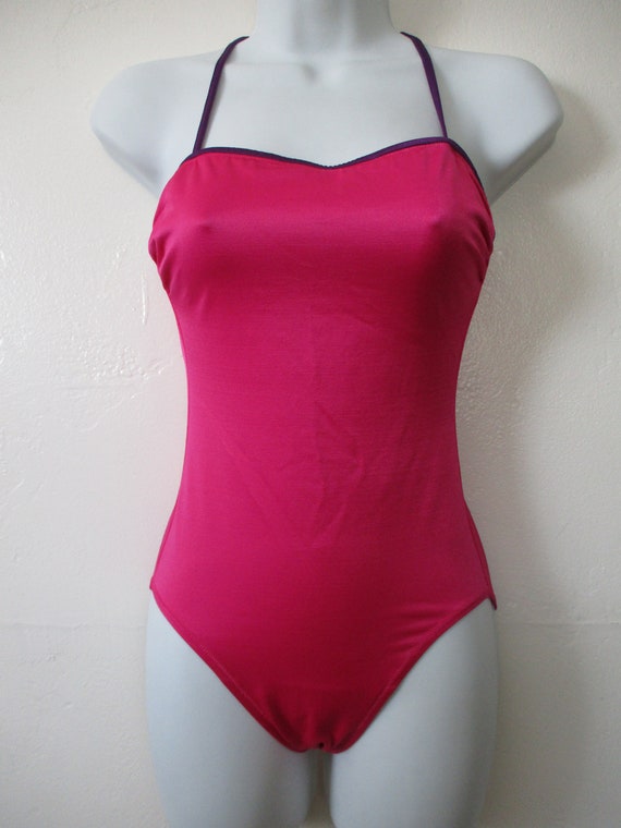 70's Deweese Fuchsia Swimsuit - Vintage One Piece… - image 2