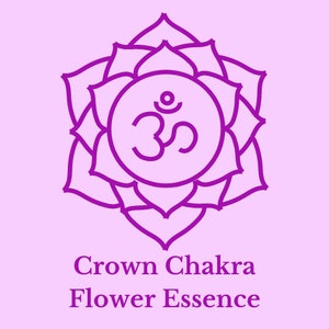 May include: Purple crown chakra flower essence with an Om symbol in the center.