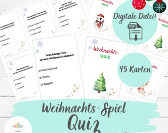 Christmas Quiz for Kids | 45 Printable Question Cards | Puzzle Game | Educational Game | Christmas Activity | Last Minute | German